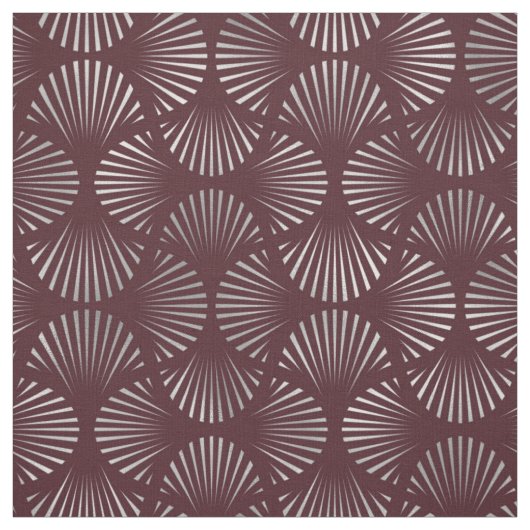 Maroon und Silver Art Deco Lüfter Muster Stoff (Muster)