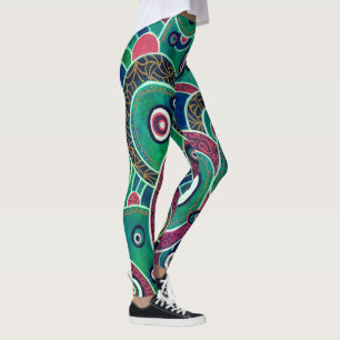 Maroon und Turquoise Circles and Ovals Original Leggings