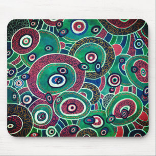 Maroon und Turquoise Circles and Ovals Original Mousepad