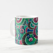 Maroon und Turquoise Circles Ovals Originelle Kuns Kaffeetasse (Vorderseite Links)
