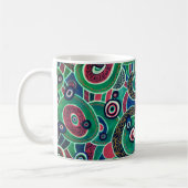 Maroon und Turquoise Circles Ovals Originelle Kuns Kaffeetasse (Links)