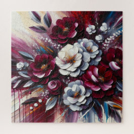 Maroon und Weiß-Blumen-Arrangement | Puzzle