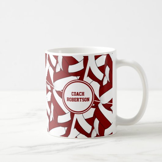 Maroon und Weiß Volleyball Team Farben Trainer Ges Kaffeetasse (Rechts)