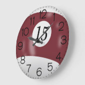 Maroon und White Billiard #15 Ball Große Wanduhr (Winkel)