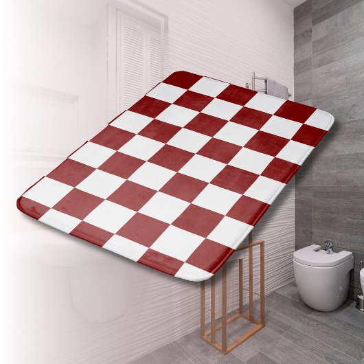 Maroon und White Checkered Vintag Badematte