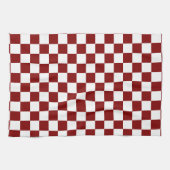 Maroon und White Checkered Vintag Geschirrtuch (Horizontal)