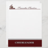 Maroon und White Cheerleader Stationery (Vorne/Hinten)