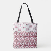 Maroon und White Girly Trendy Initial Monogramm Tasche (Rückseite)