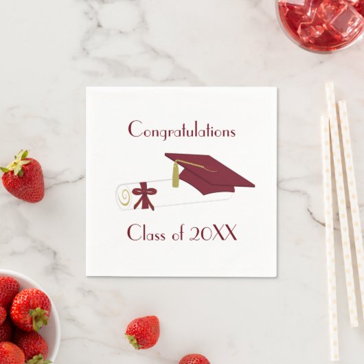 Maroon und White Graduation Party Paper Napkins Serviette (Beispiel)