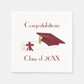 Maroon und White Graduation Party Paper Napkins Serviette (Vorderseite)