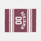 Maroon und White Jersey Stripes Individuelle Name Fleecedecke (Vorderseite (Horizontal))