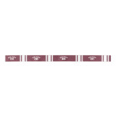 Maroon und White Jersey Stripes Individuelle Name Satinband (Vorderseite)