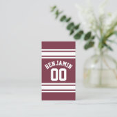 Maroon und White Jersey Stripes Individuelle Name Visitenkarte (Stehend Vorderseite)