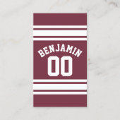 Maroon und White Jersey Stripes Individuelle Name Visitenkarte (Vorderseite)