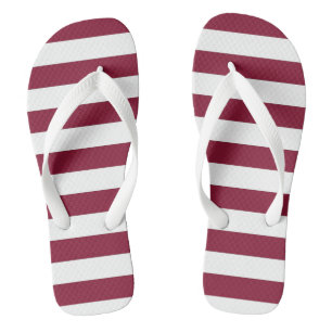 Maroon und White Stripe Flip Flops Badesandalen