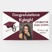 Maroon und White Vinyl Abschluss Foto Banner (Horizontal)