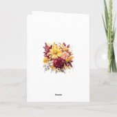 Maroon und Yellow Floral Wedding Dankeskarte (Rückseite)