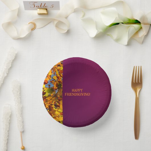 Maroon Verlasst Erntedank Friendsgiving Pappteller (Hochzeit)