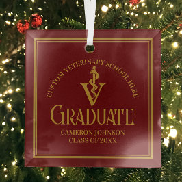 Maroon Veterinary School Abschluss Weihnachten Ornament Aus Glas