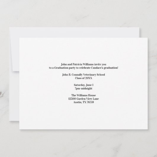 Maroon Veterinary School Foto Graduation Party Einladung (Rückseite)