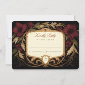 Maroon Viktorianisch RSVP Card Hochzeit Einladung (Vorderseite)