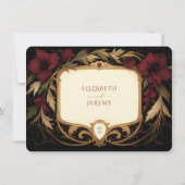 Maroon Viktorianisch RSVP Card Hochzeit Einladung (Rückseite)