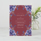 Maroon Violet Bloom Hochzeit Einladung (Stehend Vorderseite)