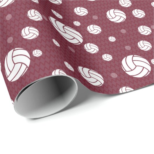 Maroon Volleyball Zickzack Gemustert Geschenkpapier (Rolleneckpunkt)