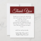 Maroon Wedding Foto Collage Dankeskarte (Rückseite)