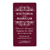 Maroon Wedding Wine Bottle Monogram Fevor Labels (Vorne)