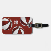 Maroon weiß Basketball Team Farben Gepäckanhänger (Vorderseite horizontal)