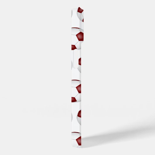 Maroon-Weiß-Fußbälle Muster mit Monogramm Case-Mate iPhone Hülle (Rückseite / Rechts)