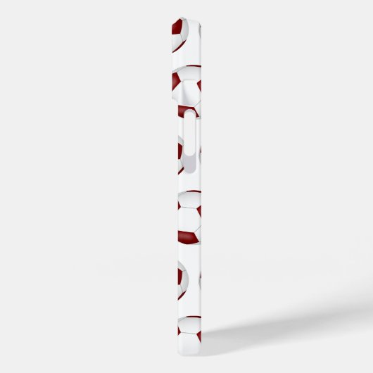 Maroon-Weiß-Fußbälle Muster mit Monogramm Case-Mate iPhone Hülle (Rückseite / Links)