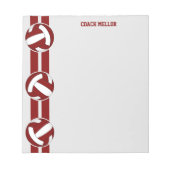 Maroon weiß Mannschaft Farben Volleyball-Trainer C Notizblock (Vorderseite)