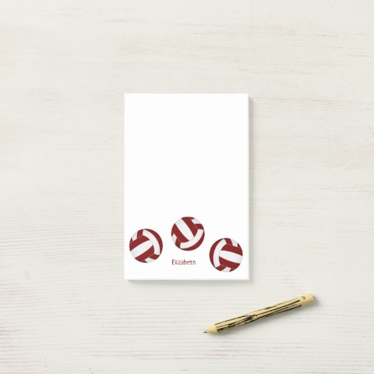 Maroon weiß Mannschaft Farben Volleyball w Spieler Post-it Klebezettel (Auf Schreibtisch)