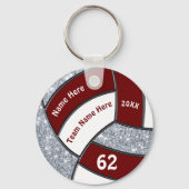 Maroon, Weiß, Silberpreiswerter Volleyball-Schlüss Schlüsselanhänger (Vorderseite)