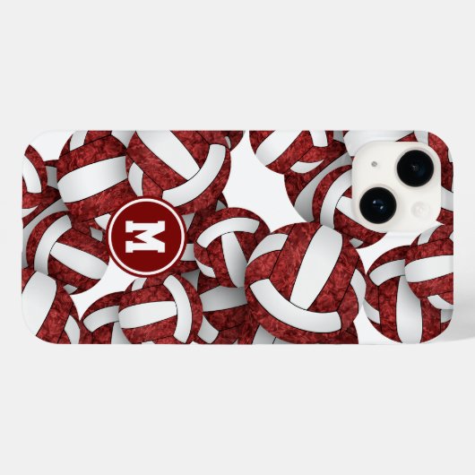 Maroon weiß Team färbt mädchenhafte Volleyballs Case-Mate iPhone Hülle (Rückseite (Horizontal))