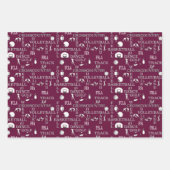 Maroon, weiß und grau Geschenkpapier Set (Vorderseite 2)