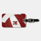 Maroon weiß Volleyball Team Farben Gepäckanhänger (Vorderseite horizontal)