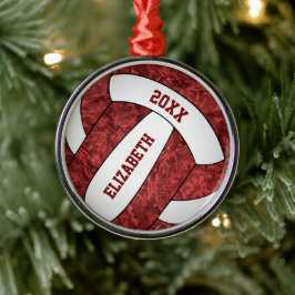 Maroon weiß Volleyball Team Farben mädchenhaft Ornament Aus Metall