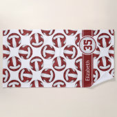 Maroon Weiß Volleyball Team Mädchen Strandtuch (Vorderseite)