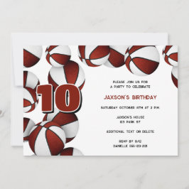 Maroon weiße Basketball Jungs Mädchen Geburtstagsp Einladung