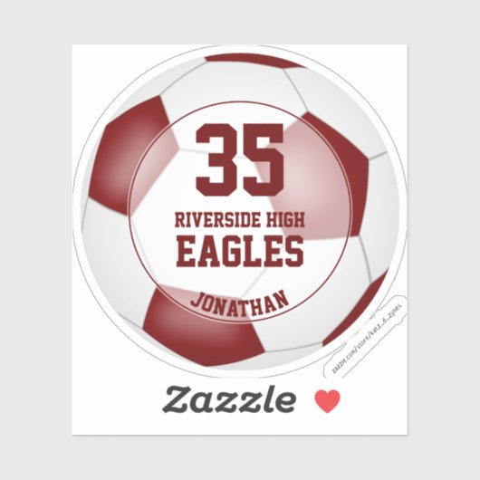 Maroon Weiße Mannschaft Farben Jungen Mädchen Fußb Aufkleber (Blatt)