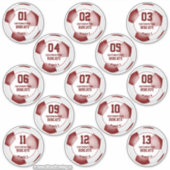 Maroon Weiße Mannschaft Farben Jungen Mädchen Fußb Aufkleber (Vorderseite)