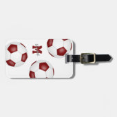 Maroon Weiße Mannschaft Farben Jungs Fußball-Tasch Gepäckanhänger (Vorderseite horizontal)