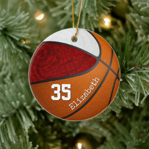Maroon Weiße Mannschaft farbenfrohe Girls Basketba Keramik Ornament