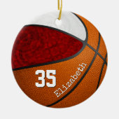 Maroon Weiße Mannschaft farbenfrohe Girls Basketba Keramik Ornament (Vorne)