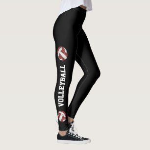 Maroon-weiße Volleyball mit Text bis Bein Leggings