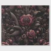 Maroon, weißes, schwarzes Blumenpapier Geschenkpapier (Flach)