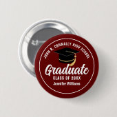 Maroon White Abschluss Custom Graduate Keepake Button (Vorne & Hinten)
